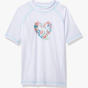 Kanu Surf Kids White Rashguard with Floral Heart Design